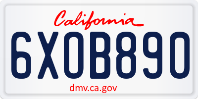 CA license plate 6XOB890