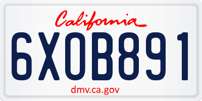 CA license plate 6XOB891