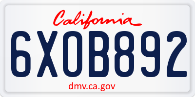 CA license plate 6XOB892