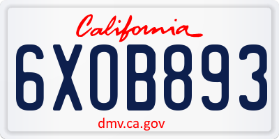 CA license plate 6XOB893