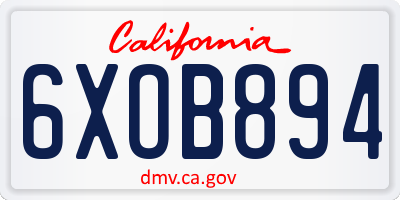 CA license plate 6XOB894