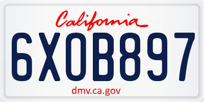 CA license plate 6XOB897