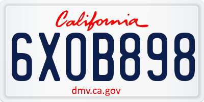CA license plate 6XOB898
