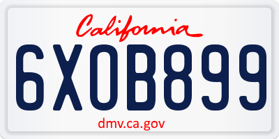 CA license plate 6XOB899