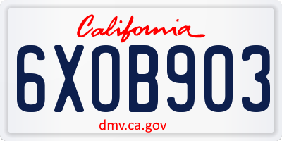 CA license plate 6XOB903