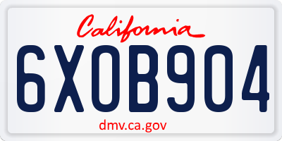 CA license plate 6XOB904