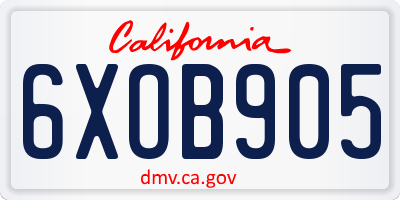 CA license plate 6XOB905