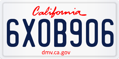 CA license plate 6XOB906