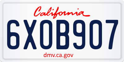 CA license plate 6XOB907