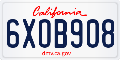 CA license plate 6XOB908