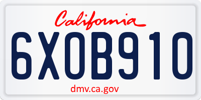 CA license plate 6XOB910