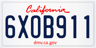 CA license plate 6XOB911