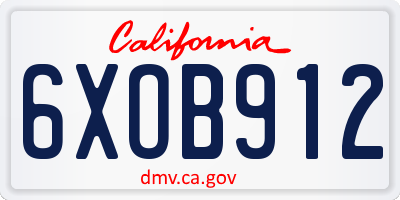 CA license plate 6XOB912