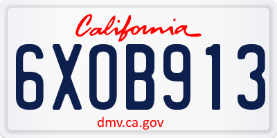 CA license plate 6XOB913