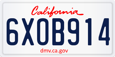 CA license plate 6XOB914