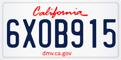 CA license plate 6XOB915