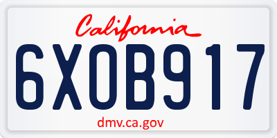 CA license plate 6XOB917