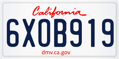 CA license plate 6XOB919