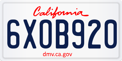 CA license plate 6XOB920