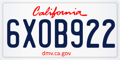 CA license plate 6XOB922