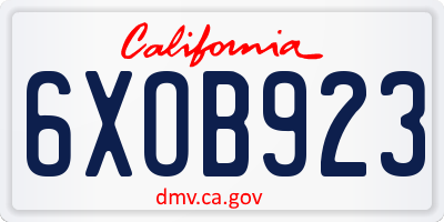 CA license plate 6XOB923