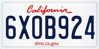 CA license plate 6XOB924