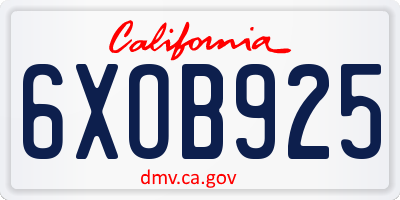 CA license plate 6XOB925