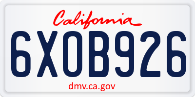 CA license plate 6XOB926