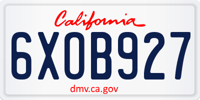 CA license plate 6XOB927