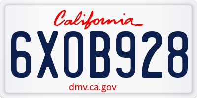 CA license plate 6XOB928
