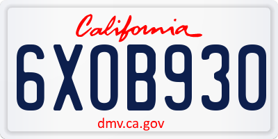 CA license plate 6XOB930