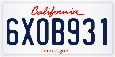CA license plate 6XOB931