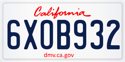 CA license plate 6XOB932