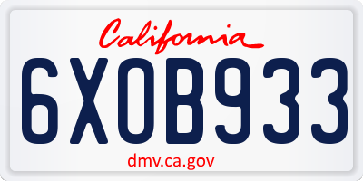CA license plate 6XOB933