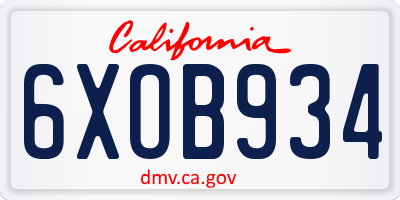CA license plate 6XOB934