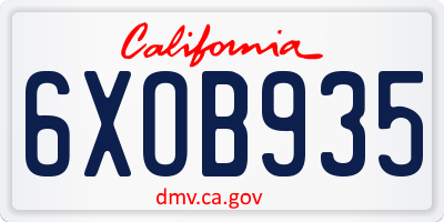 CA license plate 6XOB935
