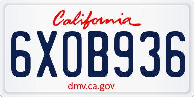 CA license plate 6XOB936