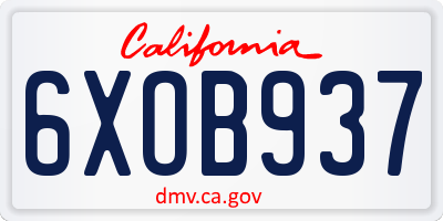 CA license plate 6XOB937