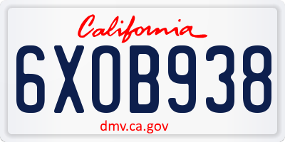 CA license plate 6XOB938