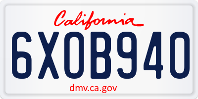 CA license plate 6XOB940
