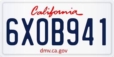 CA license plate 6XOB941
