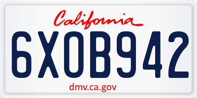 CA license plate 6XOB942