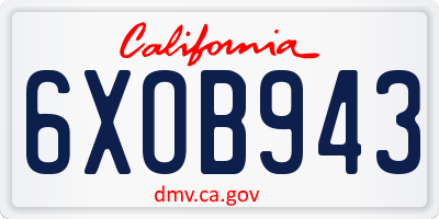 CA license plate 6XOB943