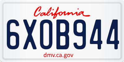 CA license plate 6XOB944