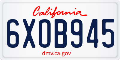 CA license plate 6XOB945
