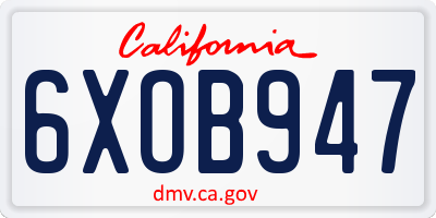 CA license plate 6XOB947