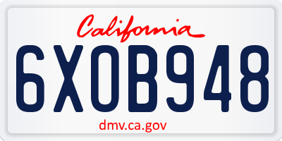 CA license plate 6XOB948