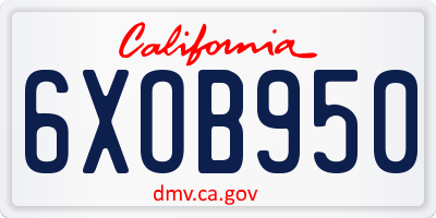 CA license plate 6XOB950
