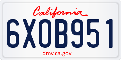 CA license plate 6XOB951
