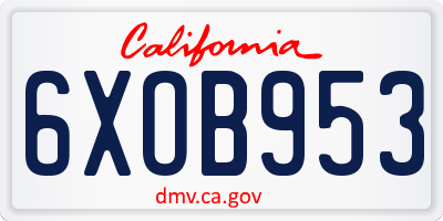 CA license plate 6XOB953
